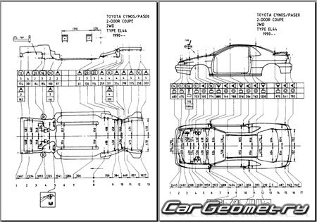 Toyota Cynos (EL44) 1991-1995 (RH Japanese market) Body dimensions