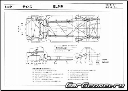 Toyota Cynos (EL44) 1991-1995 (RH Japanese market) Body dimensions
