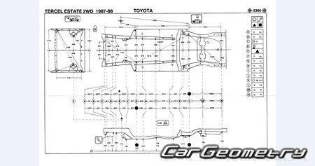 Toyota Corsa & Corolla II & Tercel (EL30) 1986-1990 (RH Japanese market) Body dimensions