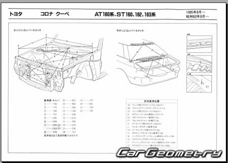Toyota Carina ED Sedan & Corona Coupe (T160) 1985-1989 (RH Japanese market) Body dimensions