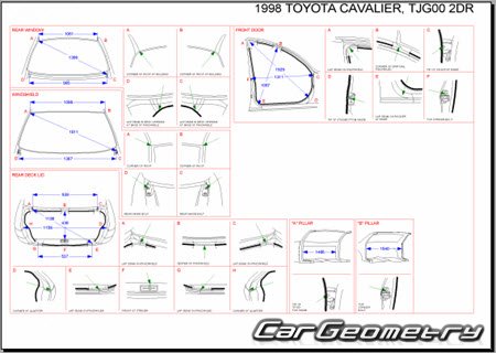 Toyota Cavalier (TJG00) 1996-2000 (RH Japanese market) Body dimensions