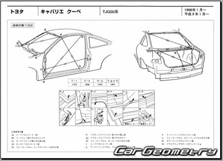 Toyota Cavalier (TJG00) 1996-2000 (RH Japanese market) Body dimensions