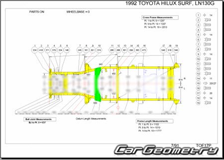 Toyota Hilux Surf (N130) 1989-1995 (RH Japanese market) Body dimensions