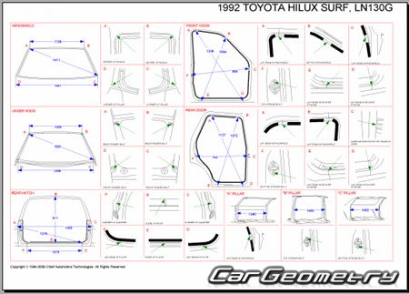 Toyota Hilux Surf (N130) 1989-1995 (RH Japanese market) Body dimensions