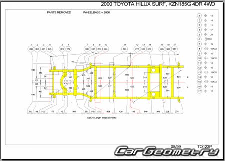 Toyota Hilux Surf (N180) 1998-2002 (RH Japanese market) Body dimensions