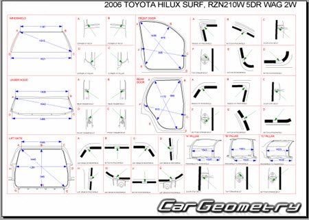 Toyota Hilux Surf (N210) 2002-2009 (RH Japanese market) Body dimensions
