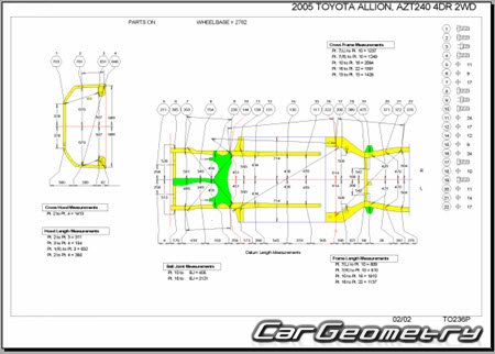 Toyota Allion  Toyota Premio (T240 T245) 2001-2007 (RH Japanese market) Body dimensions