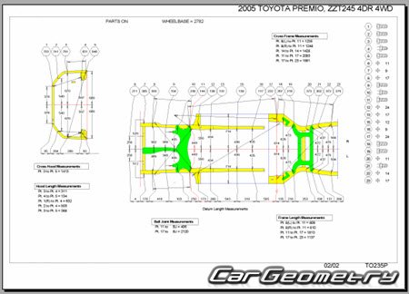 Toyota Allion  Toyota Premio (T240 T245) 2001-2007 (RH Japanese market) Body dimensions