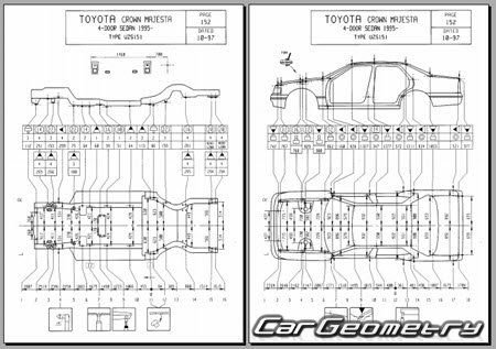 Toyota Crown Majesta (S150) 1995-1999 (RH Japanese market) Body dimensions