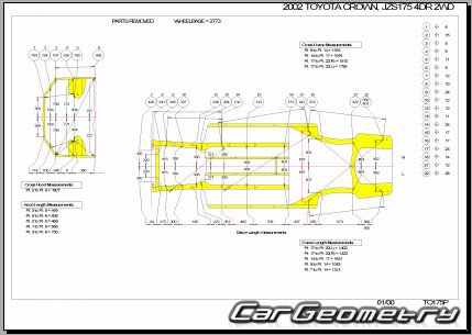 Toyota Crown Estate (S170) 1999-2007 (RH Japanese market) Body dimensions