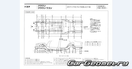 Toyota Crown Estate (S170) 1999-2007 (RH Japanese market) Body dimensions