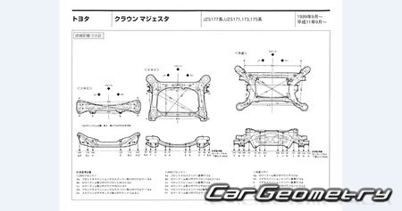 Toyota Crown Majesta (S170) 1999-2004 (RH Japanese market) Body dimensions