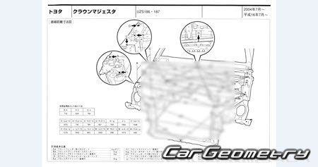 Toyota Crown Majesta (S180) 2004-2009 (RH Japanese market) Body dimensions