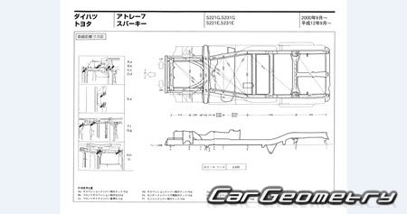 Toyota Sparky (S221E S231E) 2000-2003 (RH Japanese market) Body dimensions