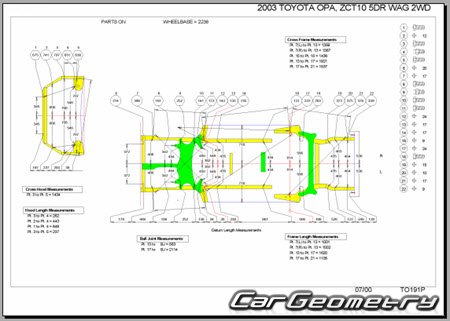 Toyota Opa (ACT10 ZCT10 ZCT15) 2000-2005 (RH Japanese market) Body dimensions