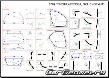 Toyota Verossa (JZX110 GX110 GX115) 20012004 (RH Japanese market) Body dimensions