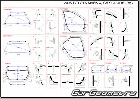 Toyota Mark X (GRX12#) 2004-2009 (RH Japanese market) Body dimensions