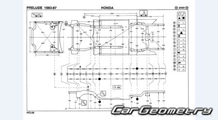 Honda Prelude (AB BA) 1982-1987 (RH Japanese market) Body dimensions