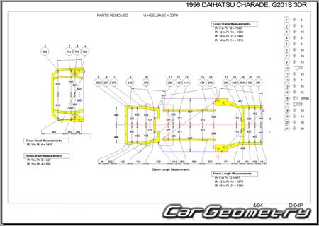 Daihatsu Charade (G200S G201S G203S) 1993-1999 (RH Japanese market) Body dimensions