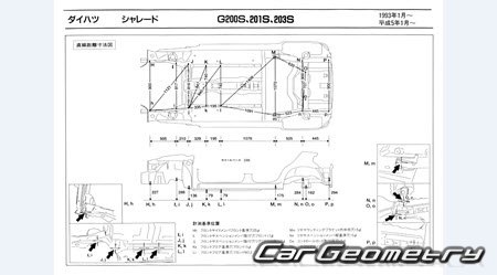 Daihatsu Charade (G200S G201S G203S) 1993-1999 (RH Japanese market) Body dimensions