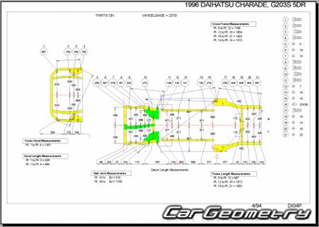 Daihatsu Charade (G200S G201S G203S) 1993-1999 (RH Japanese market) Body dimensions