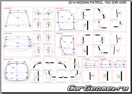   Nissan Patrol (Y62) 2010-2020 Body dimensions