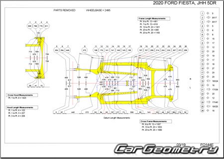 Ford Fiesta 2017-2024 (5DR Hatchback) Body dimensions