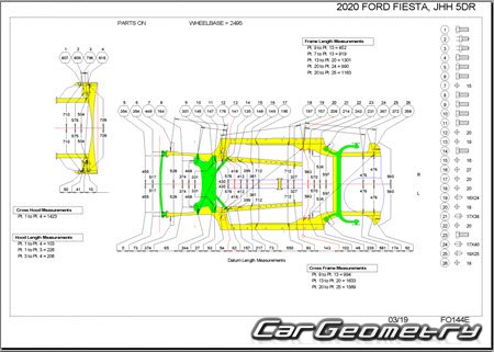 Ford Fiesta 2017-2024 (5DR Hatchback) Body dimensions