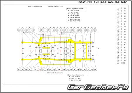   Chery Jetour X70 2018-2025 Body dimensions