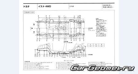 Toyota Ist (NCP60 NCP61 NCP65) 20022007 (RH Japanese market) Body dimensions