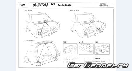 Toyota Sprinter Carib (AE95G) 1988-1995 (RH Japanese market) Body dimensions