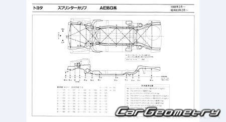 Toyota Sprinter Carib (AE95G) 1988-1995 (RH Japanese market) Body dimensions