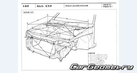 Toyota Camry (SV4#, CV4#) 1994-1998 (RH Japanese market) Body dimensions