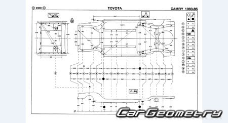 Toyota Camry & Vista (V10) 1982-1986 (RH Japanese market) Body dimensions