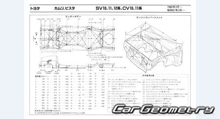 Toyota Camry & Vista (V10) 1982-1986 (RH Japanese market) Body dimensions