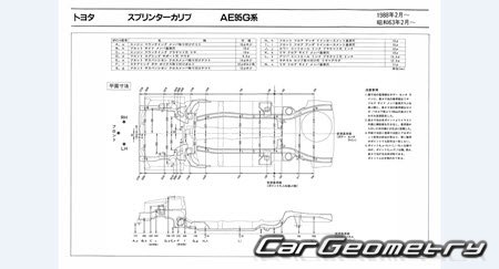 Toyota Sprinter Carib (AE95G) 1988-1995 (RH Japanese market) Body dimensions