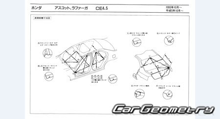   Honda Ascot & Rafaga (CE4 CE5) 1993-1997 (RH Japanese market) Body dimensions