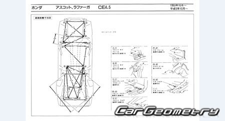   Honda Ascot & Rafaga (CE4 CE5) 1993-1997 (RH Japanese market) Body dimensions