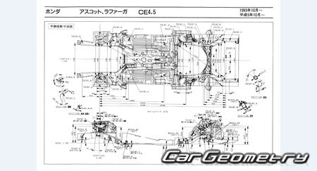   Honda Ascot & Rafaga (CE4 CE5) 1993-1997 (RH Japanese market) Body dimensions