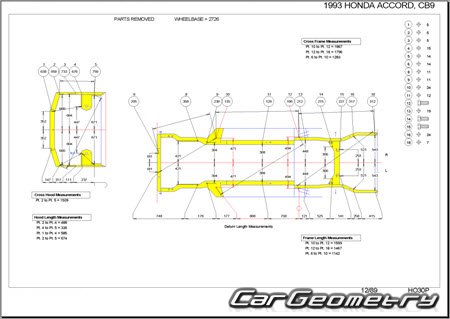 Honda Accord (CB6 CB9) 1991-1994 (RH Japanese market) Body dimensions