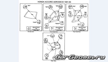 Honda Accord (CB6 CB9) 1991-1994 (RH Japanese market) Body dimensions