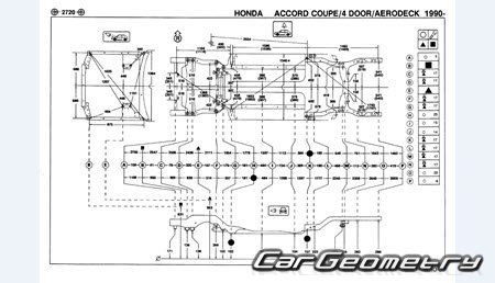 Honda Accord (CB6 CB9) 1991-1994 (RH Japanese market) Body dimensions