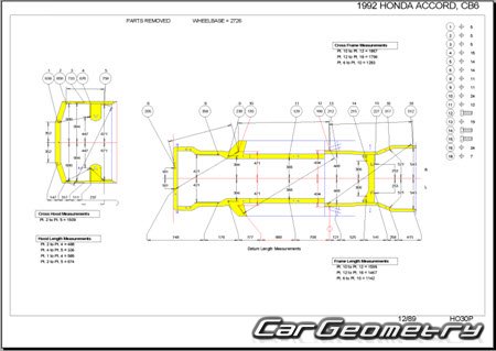 Honda Accord (CB6 CB9) 1991-1994 (RH Japanese market) Body dimensions