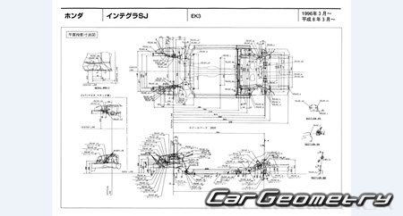 Honda Integra SJ (EK3) 1996-2001 (RH Japanese market) Body dimensions