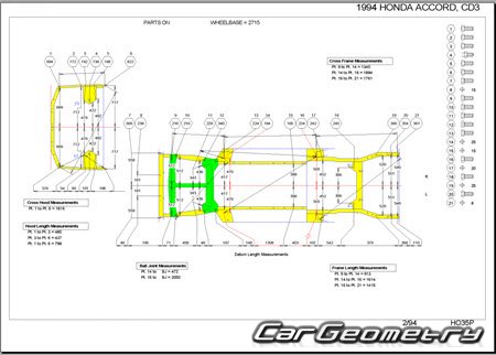 Honda Accord (CD3-8 CE1) 1993-1997 (RH Japanese market) Body dimensions