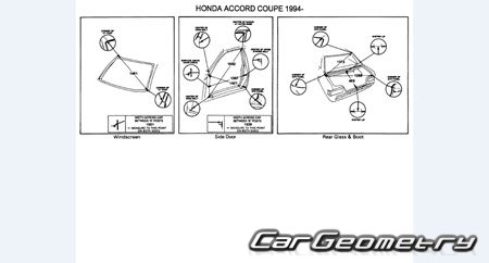 Honda Accord (CD3-8 CE1) 1993-1997 (RH Japanese market) Body dimensions