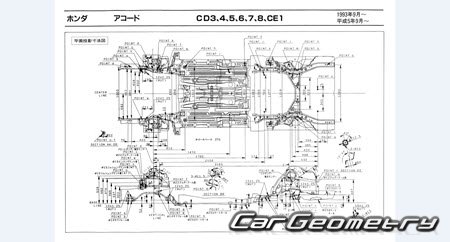 Honda Accord (CD3-8 CE1) 1993-1997 (RH Japanese market) Body dimensions