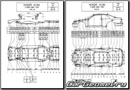 Honda Accord (CD3-8 CE1) 1993-1997 (RH Japanese market) Body dimensions