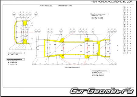 Honda Accord (CD3-8 CE1) 1993-1997 (RH Japanese market) Body dimensions