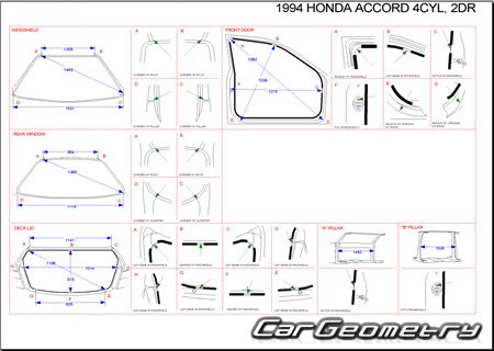 Honda Accord (CD3-8 CE1) 1993-1997 (RH Japanese market) Body dimensions